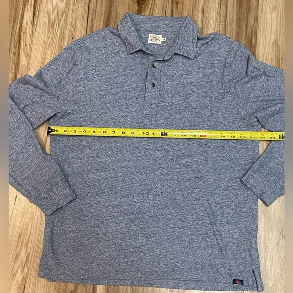 FAHERTY LONG SLEEVE POLO 100% ORGANIC COTTON HEATHER GRAY MENS SZ L